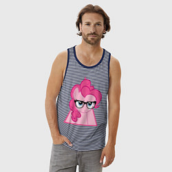 Майка мужская хлопок Pinky Pie hipster, цвет: синяя тельняшка — фото 2