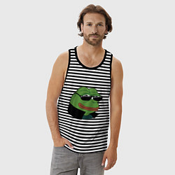 Майка мужская хлопок Pepe в очках EZ, цвет: черная тельняшка — фото 2