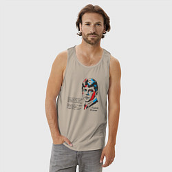 Майка мужская хлопок Сергей Есенин Пой, цвет: миндальный — фото 2