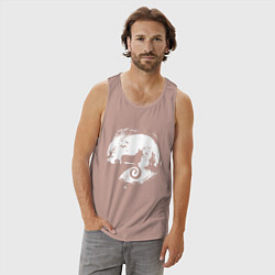 Майка мужская хлопок Полнолуние Корги, цвет: пыльно-розовый — фото 2