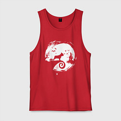 Майка мужская хлопок Полнолуние Французский бульдог, цвет: красный