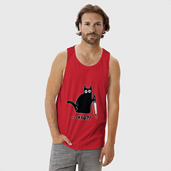 Майка мужская хлопок Милый кот, цвет: красный — фото 2