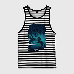 Майка мужская хлопок Конь, цвет: черная тельняшка