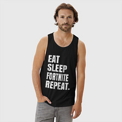 Майка мужская хлопок EAT SLEEP FORTNITE REPEAT, цвет: черный — фото 2