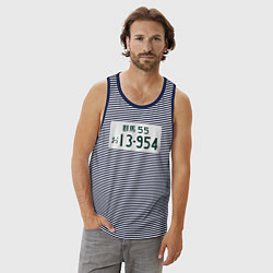 Майка мужская хлопок Initial D Номер, цвет: синяя тельняшка — фото 2