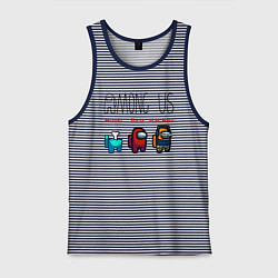 Майка мужская хлопок Among Us - Noob Pro Hacker Z, цвет: синяя тельняшка