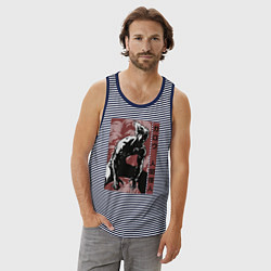 Майка мужская хлопок Garou, цвет: синяя тельняшка — фото 2