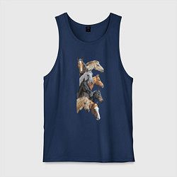Майка мужская хлопок Лошади, цвет: тёмно-синий