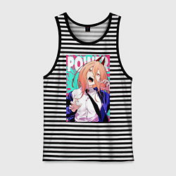 Майка мужская хлопок POWER CHAINSAW MAN ANIME, цвет: черная тельняшка