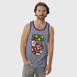 Майка мужская хлопок Mario, цвет: синяя тельняшка — фото 2