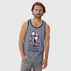 Майка мужская хлопок Mouse love, цвет: синяя тельняшка — фото 2