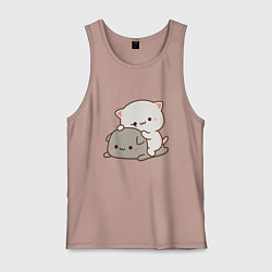 Майка мужская хлопок Милые котики, цвет: пыльно-розовый