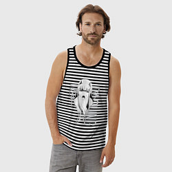 Майка мужская хлопок Zero Two, цвет: черная тельняшка — фото 2