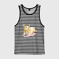 Майка мужская хлопок Бегущий хомячек рисунок, цвет: черная тельняшка