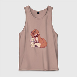 Майка мужская хлопок Лис и зайка, цвет: пыльно-розовый