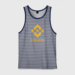 Майка мужская хлопок BINANCE БИНАНС БИРЖА, цвет: синяя тельняшка
