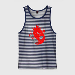 Майка мужская хлопок CYBERPUNK 2077 КОТ КИАНУ РИВЗ, цвет: синяя тельняшка