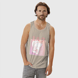 Майка мужская хлопок Vaporwave Strawberry Milk, цвет: миндальный — фото 2