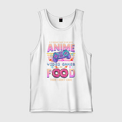 Майка мужская хлопок Anime Video Games Or Food, цвет: белый
