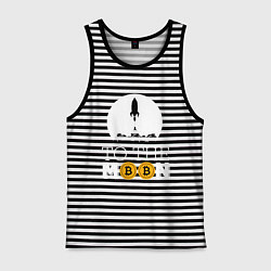 Майка мужская хлопок BITCOIN БИТКОИН РАКЕТА, цвет: черная тельняшка