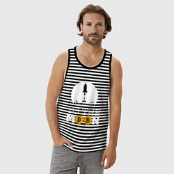 Майка мужская хлопок BITCOIN БИТКОИН РАКЕТА, цвет: черная тельняшка — фото 2