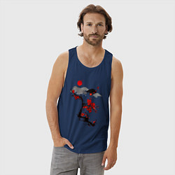 Майка мужская хлопок Рисунок Сакура, цвет: тёмно-синий — фото 2