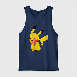 Майка мужская хлопок Уставший Пикачу, цвет: тёмно-синий