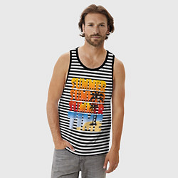 Майка мужская хлопок SUMMER TIME, цвет: черная тельняшка — фото 2