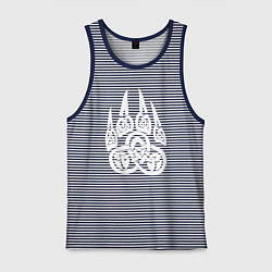 Майка мужская хлопок Символ Велеса Медвежья лапа, цвет: синяя тельняшка