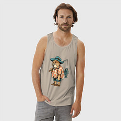 Майка мужская хлопок Кот рыбак, цвет: миндальный — фото 2