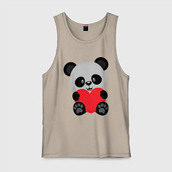 Майка мужская хлопок Love Панда, цвет: миндальный