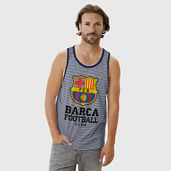 Майка мужская хлопок Barcelona Football Club, цвет: синяя тельняшка — фото 2
