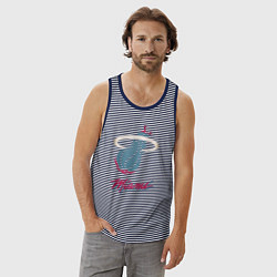 Майка мужская хлопок Miami Heat, цвет: синяя тельняшка — фото 2
