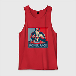 Майка мужская хлопок Poker face, цвет: красный