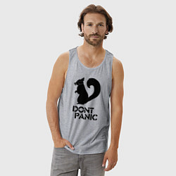 Майка мужская хлопок Dont panic black, цвет: меланж — фото 2