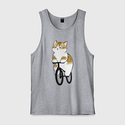 Майка мужская хлопок Котик на велосипеде, цвет: меланж