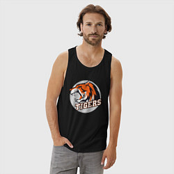 Майка мужская хлопок Sport Tigers, цвет: черный — фото 2