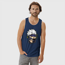 Майка мужская хлопок Сатору Годжо Магическая битва, цвет: тёмно-синий — фото 2