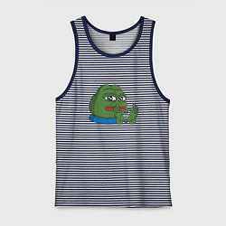 Майка мужская хлопок Pepe love пепе лов, цвет: синяя тельняшка