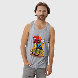 Майка мужская хлопок Angry Mario, цвет: меланж — фото 2