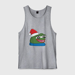 Майка мужская хлопок Pepe, pepe happy, Пепе хеппи, pepe happy new year, цвет: меланж