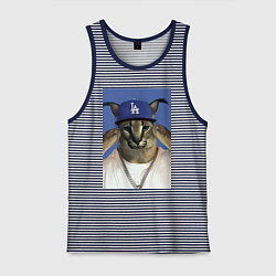 Майка мужская хлопок Большой шлёпа да бэйби, цвет: синяя тельняшка