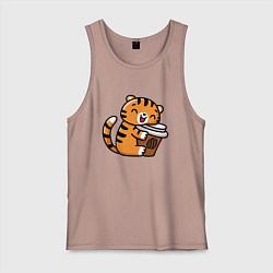 Мужская майка Тигренок и кофе