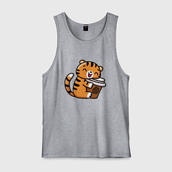 Майка мужская хлопок Тигренок и кофе, цвет: меланж