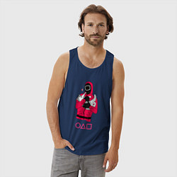 Майка мужская хлопок Игра в кальмара - милый котик, цвет: тёмно-синий — фото 2