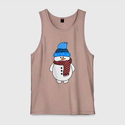 Мужская майка Снеговик в шапочке