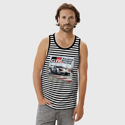 Майка мужская хлопок Toyota Gazoo Racing - легендарная спортивная коман, цвет: черная тельняшка — фото 2