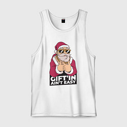 Майка мужская хлопок Santa Gangster, цвет: белый