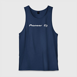 Майка мужская хлопок Pioneer DJ - Logo White, цвет: тёмно-синий