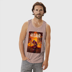 Майка мужская хлопок Джинкс объятая пламенем Аркейн Лига легенд, цвет: пыльно-розовый — фото 2